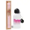 Easter Set, metallic aluminum bottle (500ml) & aromatic flat Easter candle (30cm) (PINK)
