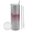 Tumbler stainless steel Silver 600ml, with metal straw & cleaning brush