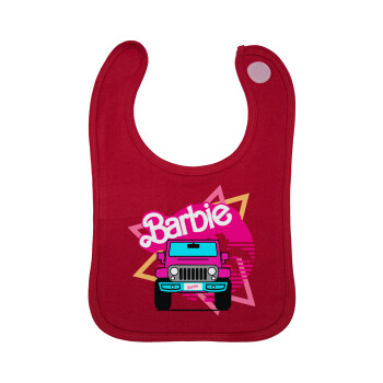 Barbie car, Σαλιάρα με Σκρατς Κόκκινη 100% Organic Cotton (0-18 months)