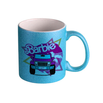 Barbie car, Κούπα Σιέλ Glitter που γυαλίζει, κεραμική, 330ml