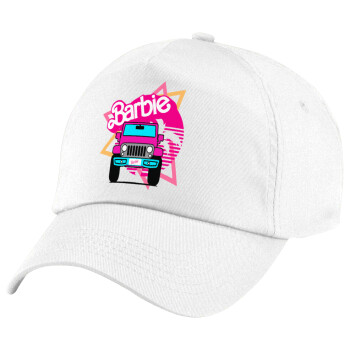 Barbie car, Καπέλο παιδικό Baseball, 100% Βαμβακερό Twill, Λευκό (ΒΑΜΒΑΚΕΡΟ, ΠΑΙΔΙΚΟ, UNISEX, ONE SIZE)