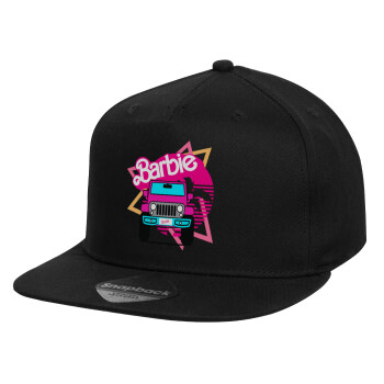 Barbie car, Καπέλο παιδικό Flat Snapback, Μαύρο (100% ΒΑΜΒΑΚΕΡΟ, ΠΑΙΔΙΚΟ, UNISEX, ONE SIZE)