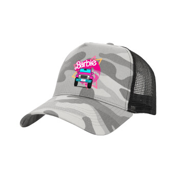 Barbie car, Καπέλο Ενηλίκων Structured Trucker, με Δίχτυ, (παραλλαγή) Army Camo (100% ΒΑΜΒΑΚΕΡΟ, ΕΝΗΛΙΚΩΝ, UNISEX, ONE SIZE)