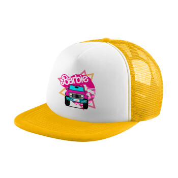 Barbie car, Καπέλο παιδικό Soft Trucker με Δίχτυ Κίτρινο/White 