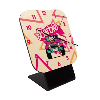 Barbie car, Επιτραπέζιο ρολόι σε φυσικό ξύλο (10cm)