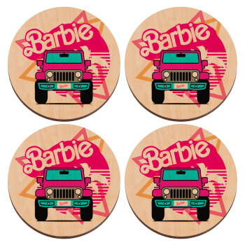 Barbie car, ΣΕΤ x4 Σουβέρ ξύλινα στρογγυλά plywood (9cm)