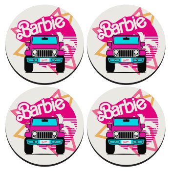 Barbie car, SET of 4 round wooden coasters (9cm)