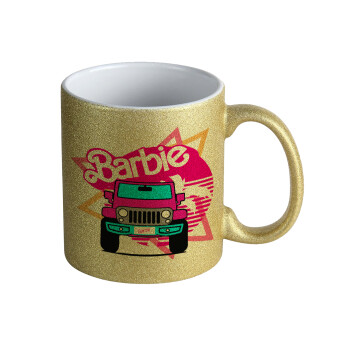 Barbie car, Κούπα Χρυσή Glitter που γυαλίζει, κεραμική, 330ml