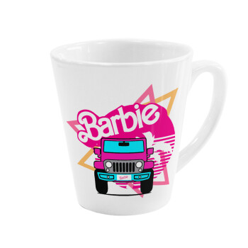 Barbie car, Κούπα κωνική Latte Λευκή, κεραμική, 300ml