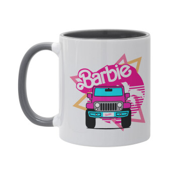 Barbie car, Κούπα χρωματιστή γκρι, κεραμική, 330ml