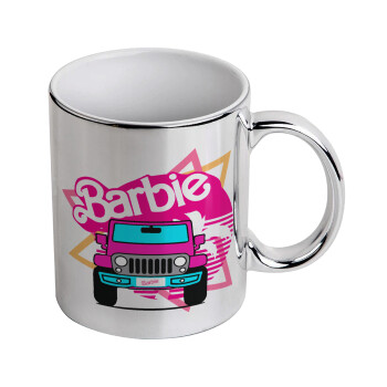 Barbie car, Mug ceramic, silver mirror, 330ml