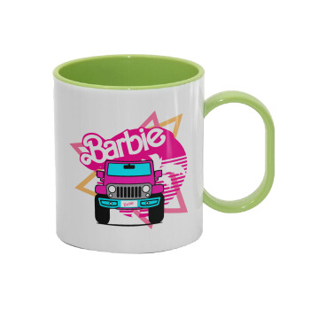 Barbie car, Κούπα (πλαστική) (BPA-FREE) Polymer Πράσινη για παιδιά, 330ml