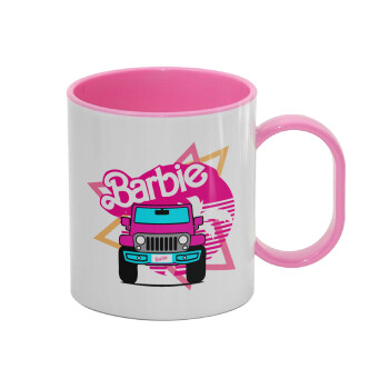 Barbie car, Κούπα (πλαστική) (BPA-FREE) Polymer Ροζ για παιδιά, 330ml