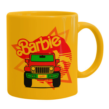 Barbie car, Κούπα, κεραμική κίτρινη, 330ml (1 τεμάχιο)