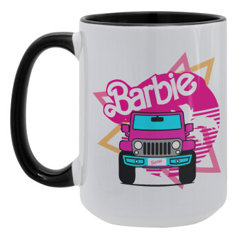 Barbie car, Κούπα Mega 15oz, κεραμική Μαύρη, 450ml