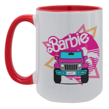 Barbie car, Κούπα Mega 15oz, κεραμική Κόκκινη, 450ml