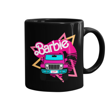 Barbie car, Mug black, ceramic, 330ml