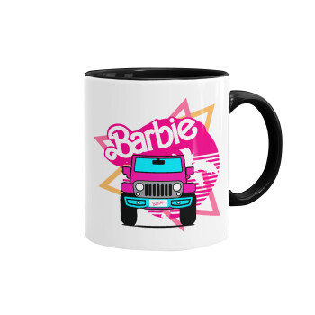 Barbie car, Κούπα χρωματιστή μαύρη, κεραμική, 330ml