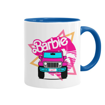 Barbie car, Mug colored blue, ceramic, 330ml