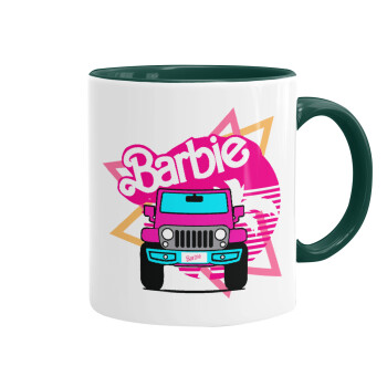 Barbie car, Κούπα χρωματιστή πράσινη, κεραμική, 330ml