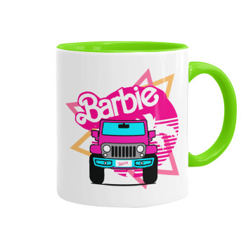 Barbie car, Mug colored light green, ceramic, 330ml