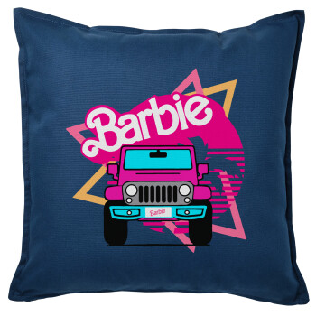 Barbie car, Μαξιλάρι καναπέ Μπλε 100% βαμβάκι, περιέχεται το γέμισμα (50x50cm)
