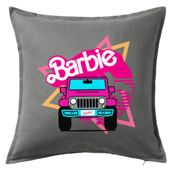 Barbie car, Μαξιλάρι καναπέ Γκρι 100% βαμβάκι, περιέχεται το γέμισμα (50x50cm)
