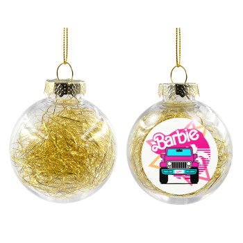 Barbie car, Χριστουγεννιάτικη μπάλα δένδρου διάφανη με χρυσό γέμισμα 8cm