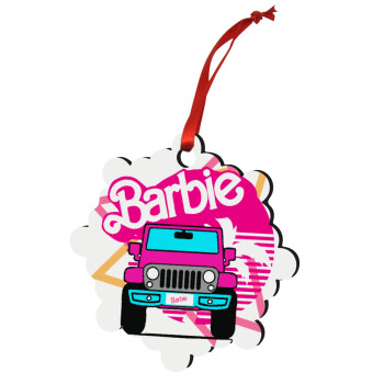 Barbie car, Χριστουγεννιάτικο στολίδι snowflake ξύλινο 7.5cm