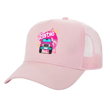 Barbie car, Καπέλο Ενηλίκων Structured Trucker, με Δίχτυ, ΡΟΖ (100% ΒΑΜΒΑΚΕΡΟ, ΕΝΗΛΙΚΩΝ, UNISEX, ONE SIZE)