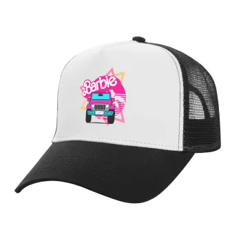 Barbie car, Καπέλο Ενηλίκων Structured Trucker, με Δίχτυ, ΛΕΥΚΟ/ΜΑΥΡΟ (100% ΒΑΜΒΑΚΕΡΟ, ΕΝΗΛΙΚΩΝ, UNISEX, ONE SIZE)