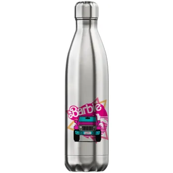 Barbie car, Μεταλλικό παγούρι θερμός Inox (Stainless steel), διπλού τοιχώματος, 750ml