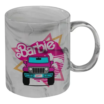 Barbie car, Mug ceramic marble style, 330ml