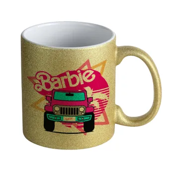 Barbie car, Κούπα Χρυσή Glitter που γυαλίζει, κεραμική, 330ml