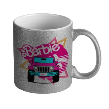 Barbie car, Κούπα Ασημένια Glitter που γυαλίζει, κεραμική, 330ml