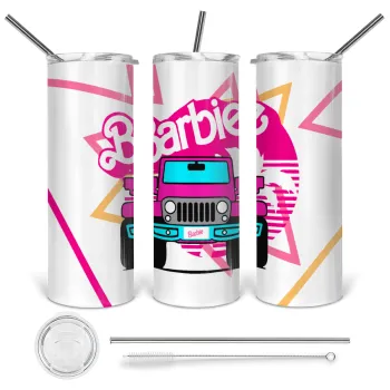 Barbie car, Tumbler stainless steel 600ml, with metal straw & cleaning brush