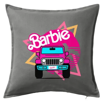 Barbie car, Μαξιλάρι καναπέ Γκρι 100% βαμβάκι, περιέχεται το γέμισμα (50x50cm)
