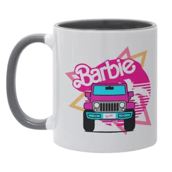 Barbie car, Κούπα χρωματιστή γκρι, κεραμική, 330ml