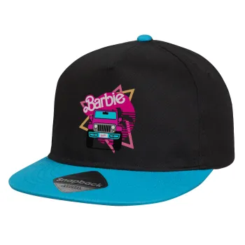 Barbie car, Καπέλο παιδικό Flat Snapback, Μαύρο/Μπλε (100% ΒΑΜΒΑΚΕΡΟ, ΠΑΙΔΙΚΟ, UNISEX, ONE SIZE)
