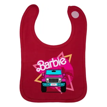 Barbie car, Σαλιάρα με Σκρατς Κόκκινη 100% Organic Cotton (0-18 months)