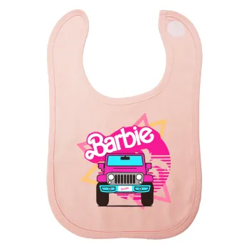 Barbie car, Σαλιάρα με Σκρατς ΡΟΖ 100% Organic Cotton (0-18 months)