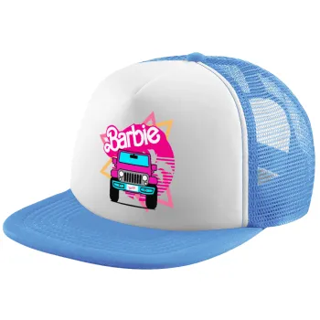 Barbie car, Child's Soft Trucker Hat with Blue/White Mesh (POLYESTER, CHILD, ONE SIZE)
