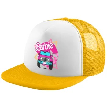 Barbie car, Καπέλο Ενηλίκων Soft Trucker με Δίχτυ Κίτρινο/White (POLYESTER, ΕΝΗΛΙΚΩΝ, UNISEX, ONE SIZE)