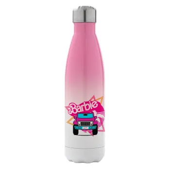 Barbie car, Metal mug thermos Pink/White (Stainless steel), double wall, 500ml
