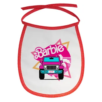 Barbie car, Σαλιάρα μωρού αλέκιαστη με κορδόνι Κόκκινη