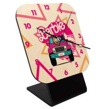Barbie car, Quartz Table clock in natural wood (10cm)