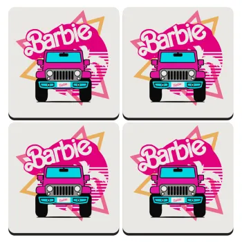 Barbie car, ΣΕΤ 4 Σουβέρ ξύλινα τετράγωνα (9cm)