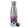 Metallic water bottle, stainless steel, 750ml
