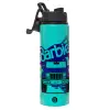 Metallic water bottle with safety lid, 850ml aluminum