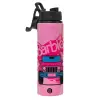 Metallic water bottle with safety lid, 850ml aluminum
